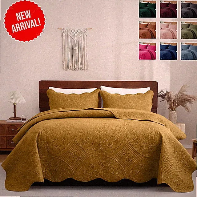 3 Piece Coverlet Bedding Set with Bedspread Bed Throw Comforter Sets Queen King