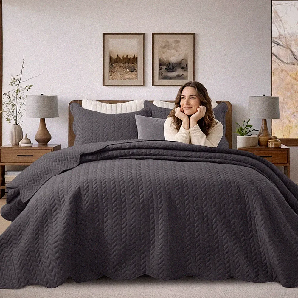 All Season Comfort Bedspread Quilt Bedding Set Soft Reversible Cooling Comforter