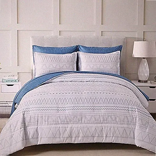 Boho Bed in a Bag Queen,7 Pieces Navy Comforter Set Queen Queen 90“×90” Blue