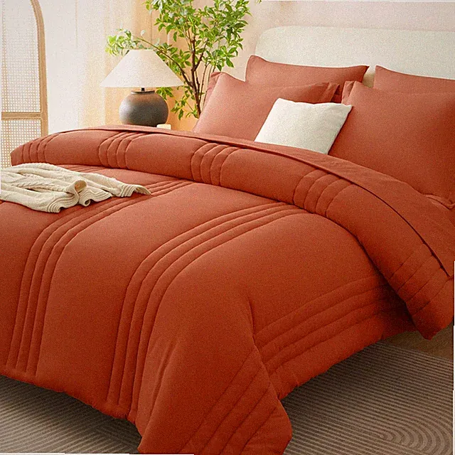 CozyLux Full Size Comforter Sets - 7 Piece Bed in a Bag Full, Terracotta