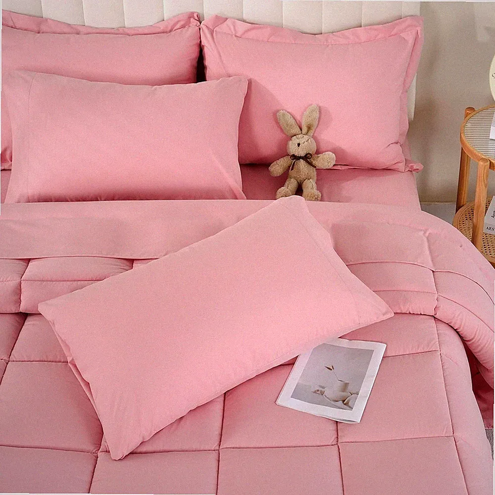 Full Size Comforter Sets 7Pcs Full Size Bedding Sets Pink All Season Down