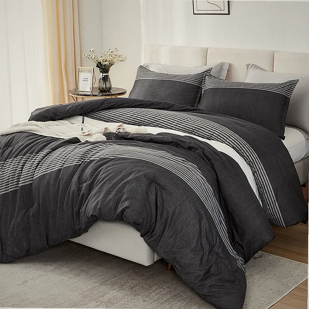 Full Size Comforter Sets Black White Grey 3 Pieces Lightweight Bedding Set All S