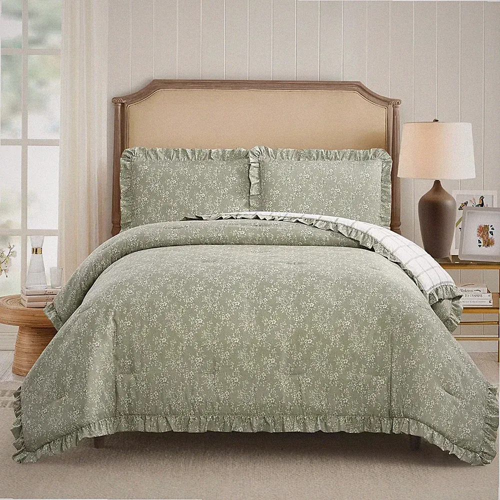 Modern Heirloom 3pc Full/Queen Floral Ruffle Comforter Bedding Set Assorted
