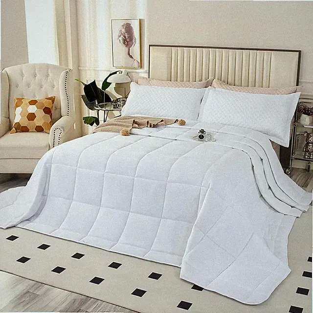Oversized King Comforter Set, 128x120 Reversible Lightweight All-Season White