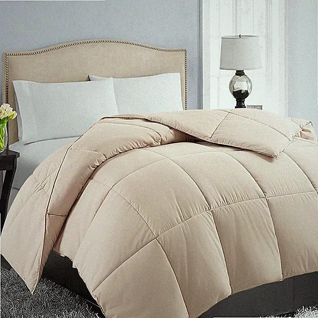 Queen Size Down Alternative Comforter Soft Lightweight ,Beige 88×88 Inches