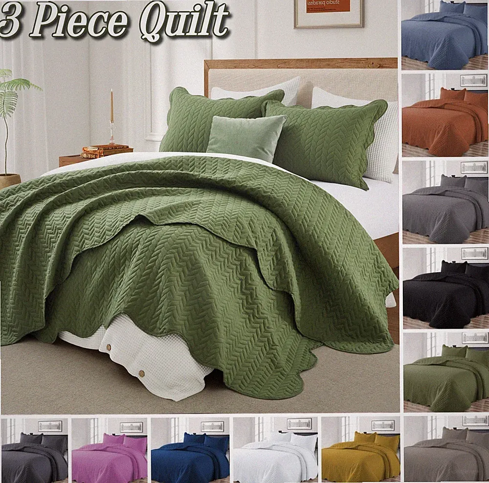 Quilted Bedspread Sets Reversible Comforter Sets Bedding Throw Twin Queen King